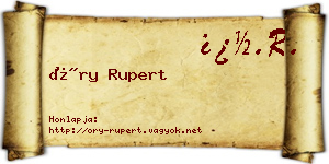 Őry Rupert névjegykártya
